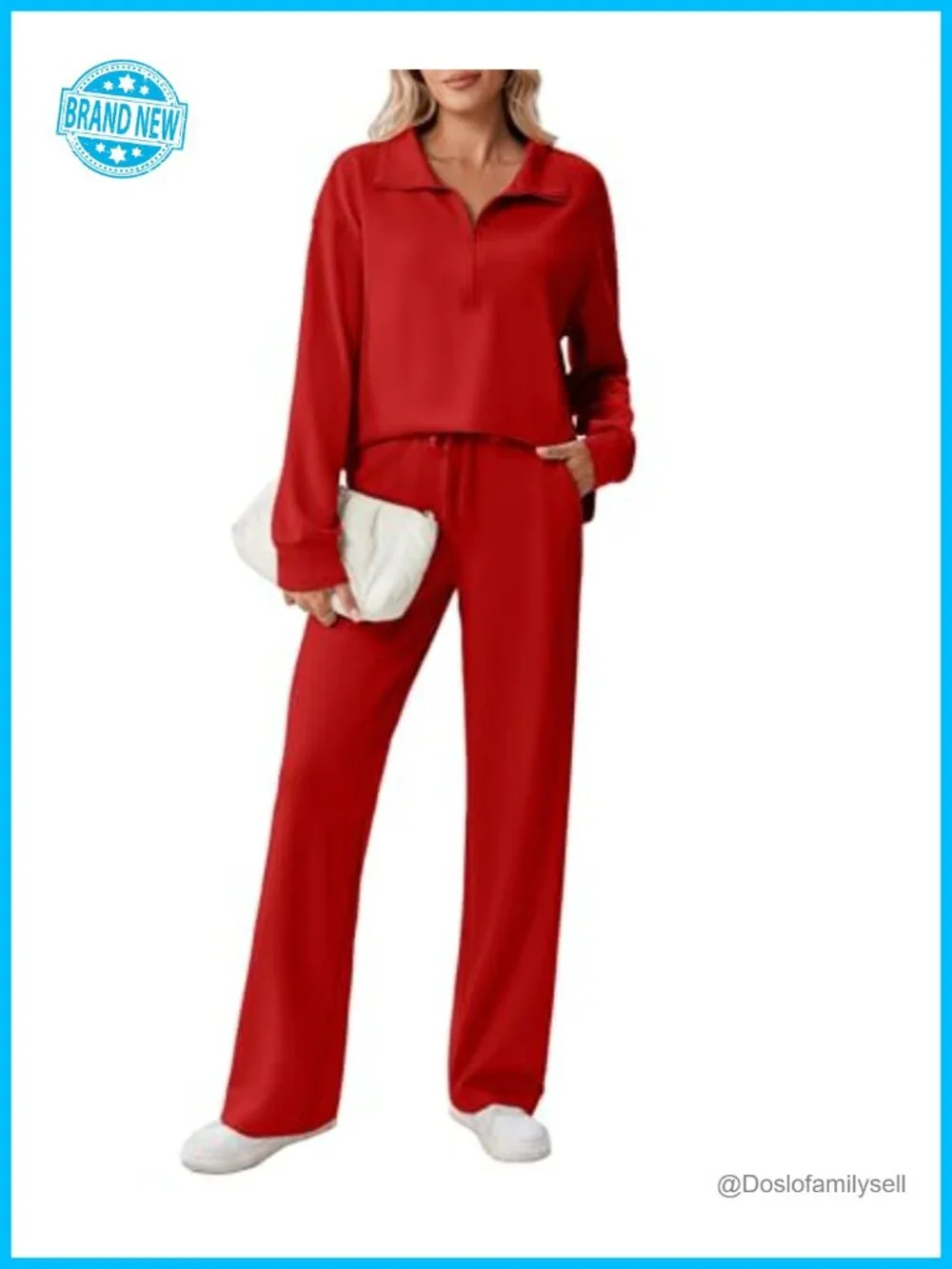 2 Piece Sweatsuit Set Women Half Zip Matching Lounge Outfit